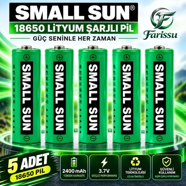 Small Sun XTY 18650 Şarj Edilebilir Lityum İyon Pil 3.7V 2400mAh - 45 Gr Yüksek Performanslı Li-ion Pil