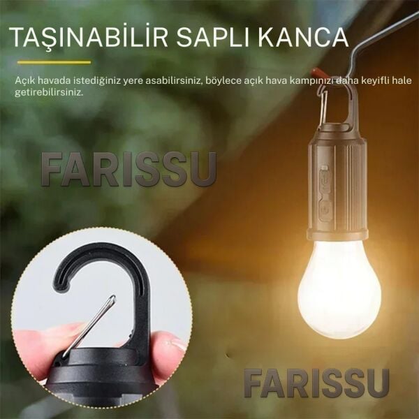 ALASKA T01-B Type-C ve Solar Şarjlı Sıcak Işık (Warm Light) Kamp Lambası