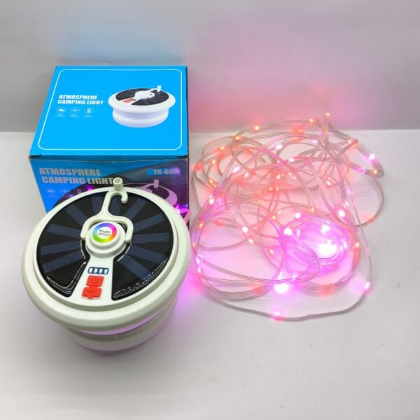 YX-669 Güneş Enerjili Şerit Ledli Kamp Lambası - 15 Farklı Işık Modu & Type-C Hızlı Şarj