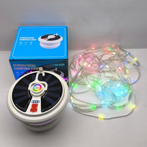 YX-669 Güneş Enerjili Şerit Ledli Kamp Lambası - 15 Farklı Işık Modu & Type-C Hızlı Şarj