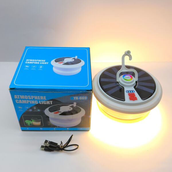 YX-669 Güneş Enerjili Şerit Ledli Kamp Lambası - 15 Farklı Işık Modu & Type-C Hızlı Şarj