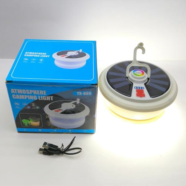 YX-669 Güneş Enerjili Şerit Ledli Kamp Lambası - 15 Farklı Işık Modu & Type-C Hızlı Şarj