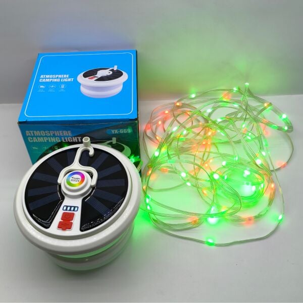 YX-669 Güneş Enerjili Şerit Ledli Kamp Lambası - 15 Farklı Işık Modu & Type-C Hızlı Şarj