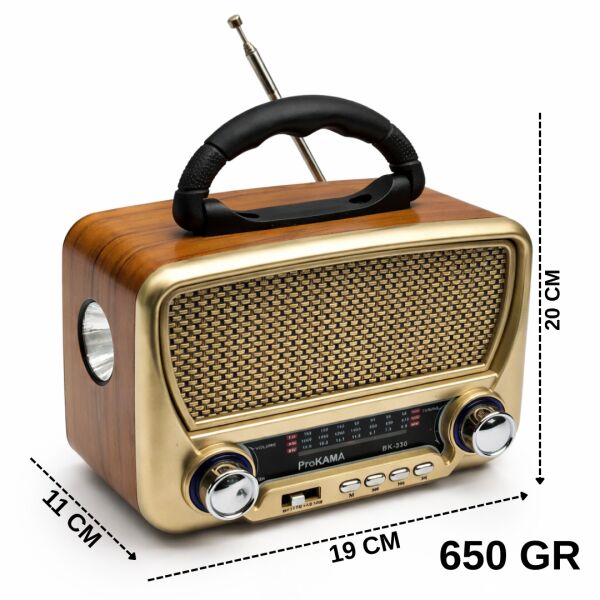 BK-330 Güneş Panelli Nostaljik Retro Radyo – Bluetooth, USB, SD Kart ve El Feneri Özellikli