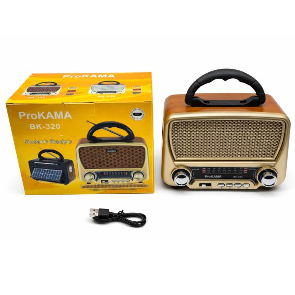 BK-330 Güneş Panelli Nostaljik Retro Radyo – Bluetooth, USB, SD Kart ve El Feneri Özellikli