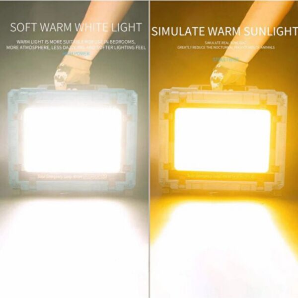 200W Güneş Enerjili Solar Led Projektör - Kademesiz Parlaklık Ayarlı Şarjlı Kamp Lambası ve Powerbank