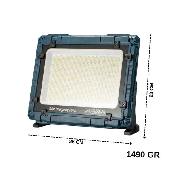 200W Güneş Enerjili Solar Led Projektör - Kademesiz Parlaklık Ayarlı Şarjlı Kamp Lambası ve Powerbank