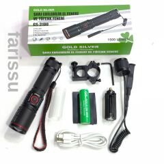 Zoomlu LED Tüfek Feneri | 30W | 3600 mAh Pil Hediyeli