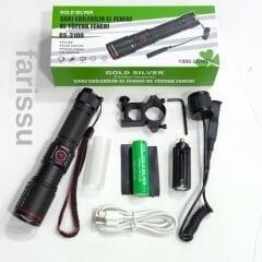 Zoomlu LED Tüfek Feneri | 30W | 3600 mAh Pil Hediyeli