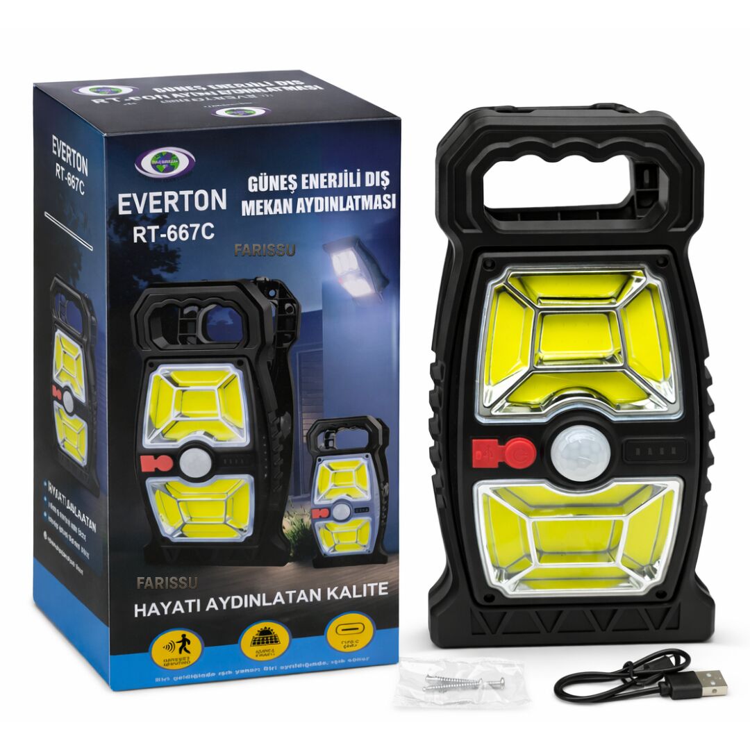 Güneş Enerjili Taşınabilir Bahçe ve Kamp Lambası (Hareket Sensörlü