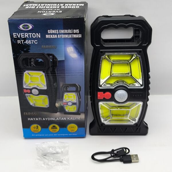 Güneş Enerjili Taşınabilir Bahçe ve Kamp Lambası (Hareket Sensörlü