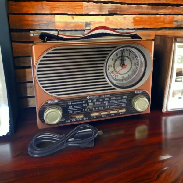 CM-312 Bt+Nostaljik Radyo +Fenerli+Saatli+Fm+Sw+Am+Usb ve Sd Okuyuculu+ Mp3 Çalar ve Müzik Kutusu