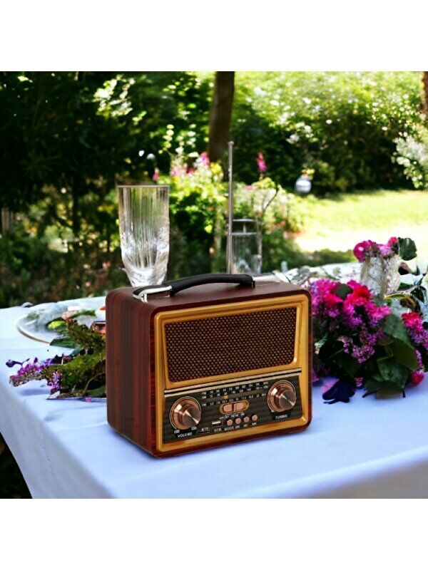 CM-821BT Büyükboy Dekoratif Nostaljik Radyo, Usb+Tf Card Okuyuculu, Telefon Tutucuklu, Müzik Çalar