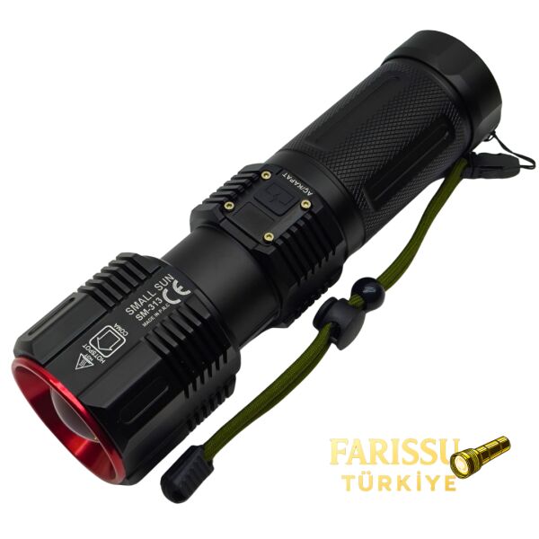 Small Sun SM-313 Profesyonel Şarjlı El Feneri - 5000 Lümen - Powerbank Özellikli - 1.5 KM Menzil