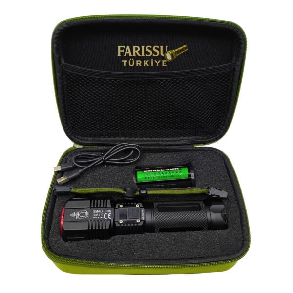 Small Sun SM-313 Profesyonel Şarjlı El Feneri - 5000 Lümen - Powerbank Özellikli - 1.5 KM Menzil