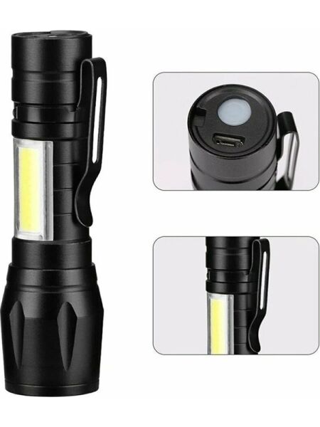 Ultra Güçlü USB Şarjlı El Feneri Kutulu Kamp Feneri Avcılık Feneri