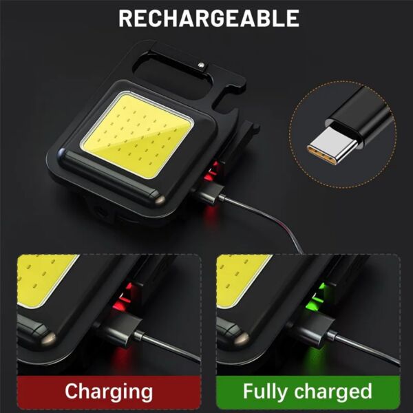 Çok Fonksiyonlu 500 Lümen Şarj Edilebilir COB LED Anahtarlık El Feneri