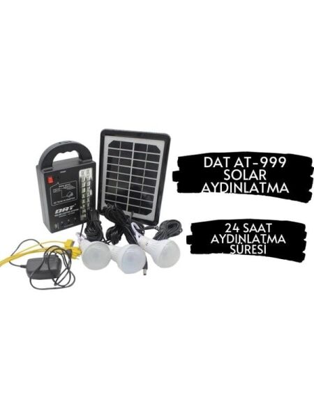 Solar Güneş Enerjili Aydınlatma Sistemi 3 Ampül Şarjlı Telefon Şarj Kablolu Işıldak