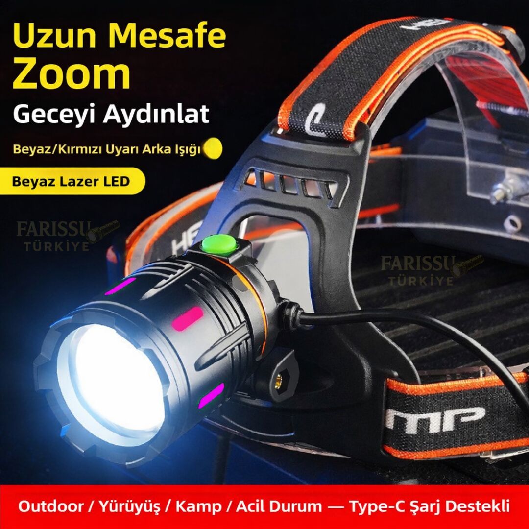 Gold Orion OR-810 25W Şarjlı Kafa Feneri | 1800 Lümen | 1 KM Aydınlatma | 4 Adet Yedek 18650 Pil