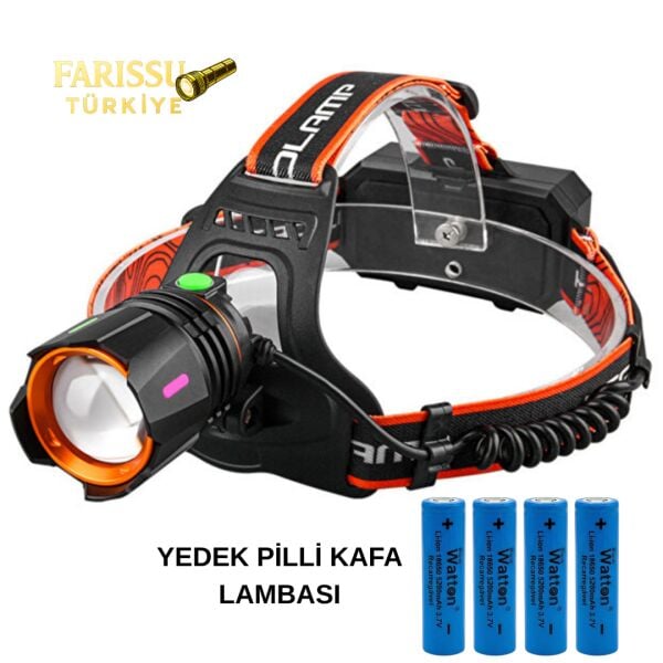 Gold Orion OR-810 25W Şarjlı Kafa Feneri | 1800 Lümen | 1 KM Aydınlatma | 4 Adet Yedek 18650 Pil