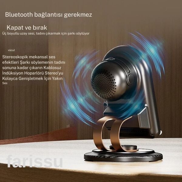 İndüksiyonlu ve Bluetooth'lu Kablosuz Sesli Telefon Standı - HIFI Stereo Ses, Çok Fonksiyonlu Kullanım