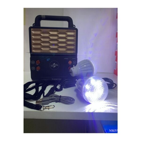 Everton Rt-913 Şarjlı Fm/usb/bt Güneş Enerjili 2 Ampullü Solar Set (KABLOSUZ TELEFON ŞARJ) Özelikli