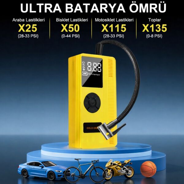 3000A Profesyonel Akü Takviye Cihazı ve 150 PSI Taşınabilir Hava Kompresörü - 12V Powerbank