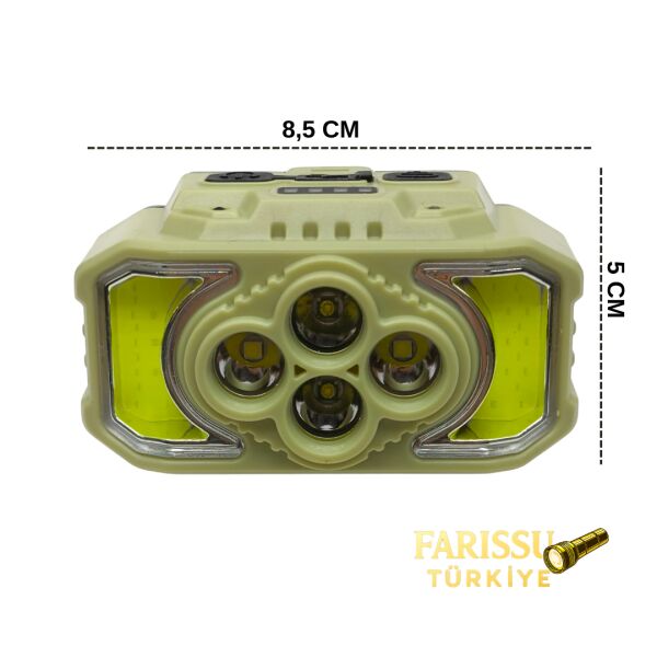 RT-815S Şarj Edilebilir Sensörlü LED Kafa Lambası - 6 Modlu, 18650 Bataryalı