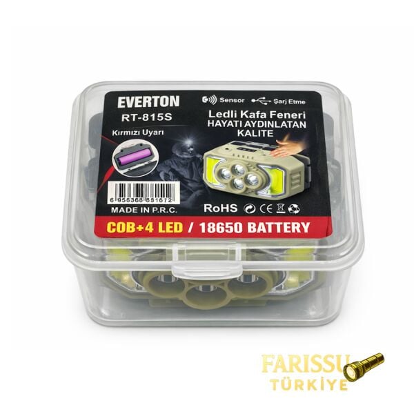 RT-815S Şarj Edilebilir Sensörlü LED Kafa Lambası - 6 Modlu, 18650 Bataryalı