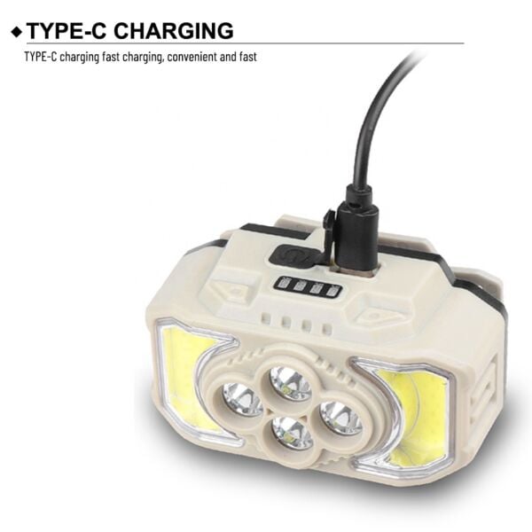 Sensörlü Kafa Lambası | 6 Işık Modlu (4 Beyaz+2 Kırmızı) | 18650 Bataryalı & Ultra Hafif 104gr