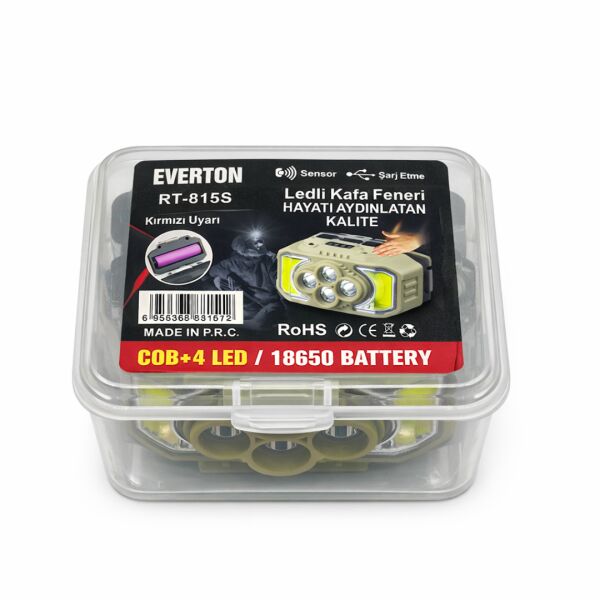 Sensörlü Kafa Lambası | 6 Işık Modlu (4 Beyaz+2 Kırmızı) | 18650 Bataryalı & Ultra Hafif 104gr
