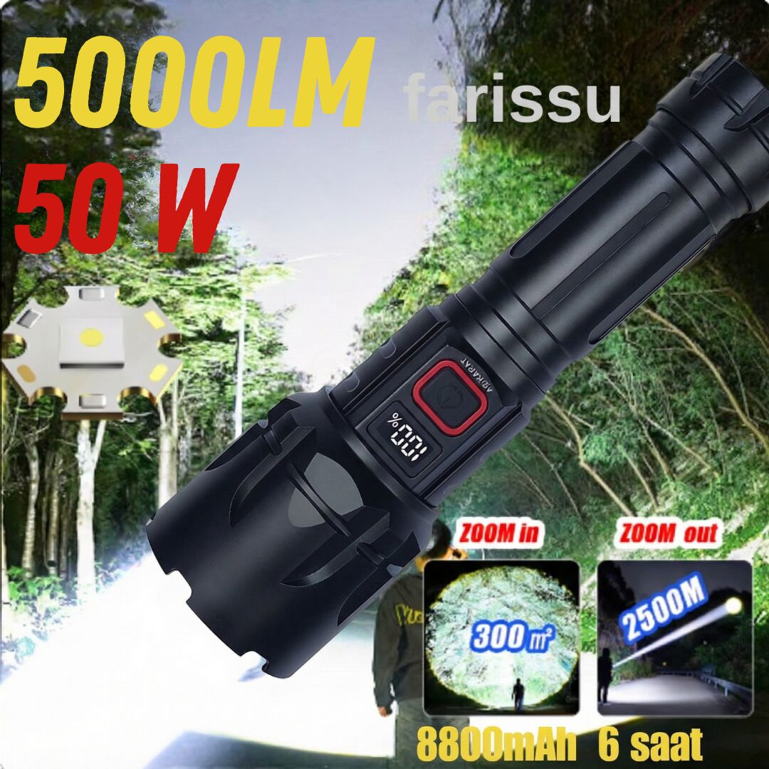 SMALL SUN 50W 5000 Lümen 26800 Model 8800 mah pil 1,5 ile 2 Km Menzilli 10 saat çalışma süresi