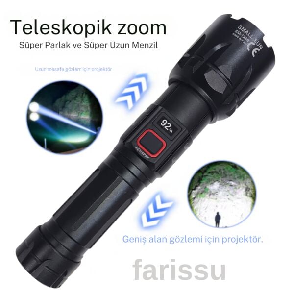 SMALL SUN 50W 5000 Lümen 26800 Model 8800 mah pil 1,5 ile 2 Km Menzilli 10 saat çalışma süresi