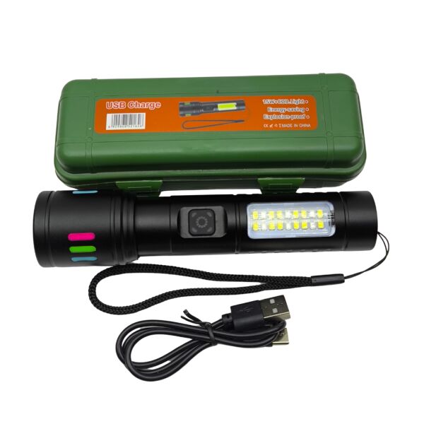 15W 1500 Lümen Ultra Parlak Type-C Şarjlı El Feneri - 6 Modlu Profesyonel Set