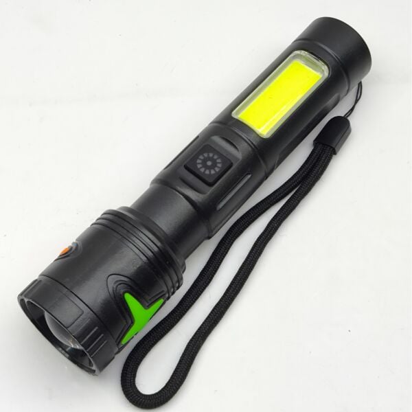 Power Style 1000 Lümen Type-C Şarjlı, Zoom Özellikli ve Yan COB Işıldaklı El Feneri