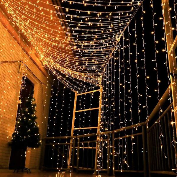 4 Metre 10 Sarkıt Perde Led Işık - 3 Metre Boy 250 LED - Gün Işığı Dekoratif Animasyonlu Perde Aydınlatma
