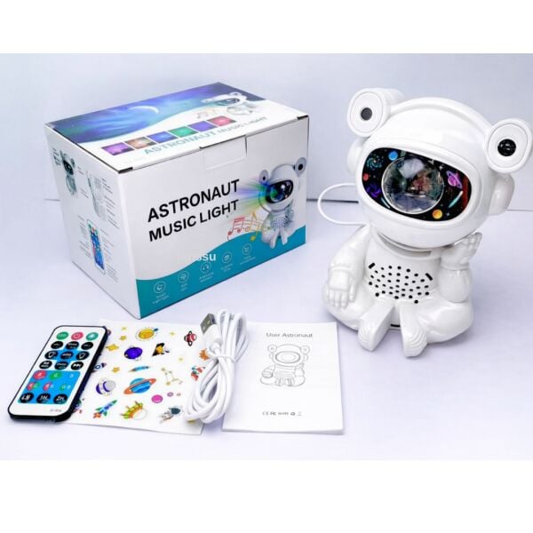 Astronot Yıldız Projeksiyon Gece Lambası - Bluetooth Hoparlörlü & Uzaktan Kumandalı Gökyüzü Projektörü