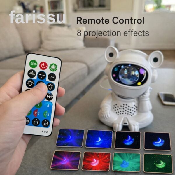 Astronot Yıldız Projeksiyon Gece Lambası - Bluetooth Hoparlörlü & Uzaktan Kumandalı Gökyüzü Projektörü