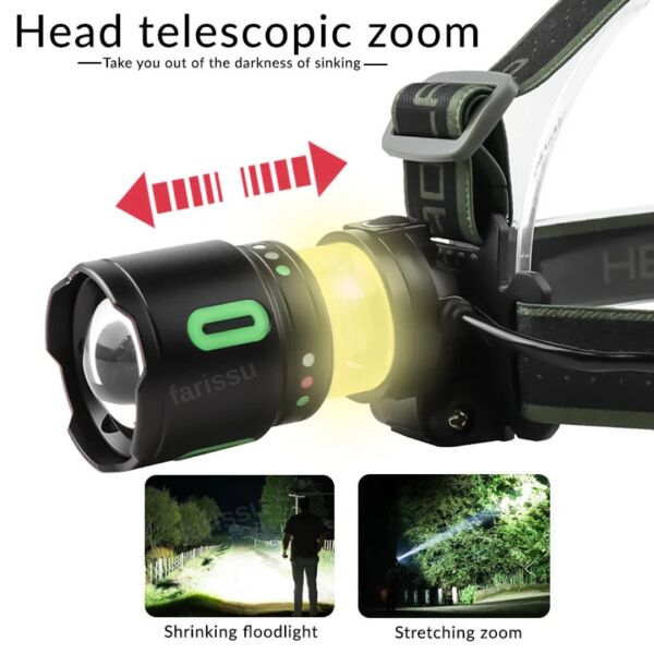 Gold Silver GS-15550 Profesyonel Kafa Lambası - 40W 4000 Lümen - 1.5 KM Menzil - 9600 mAh Güçlü Batarya