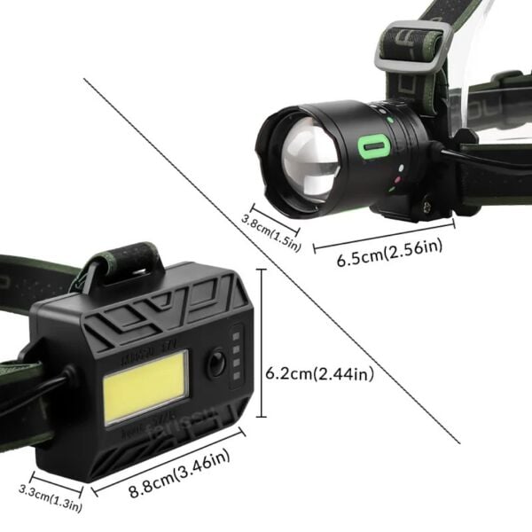 Gold Silver GS-15550 Profesyonel Kafa Lambası - 40W 4000 Lümen - 1.5 KM Menzil - 9600 mAh Güçlü Batarya