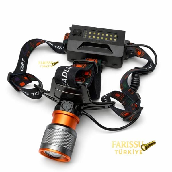 4000 Lümen Zoomlu Kafa Lambası - 9600 mAh Dev Batarya - Type-C Şarjlı Profesyonel Aydınlatma