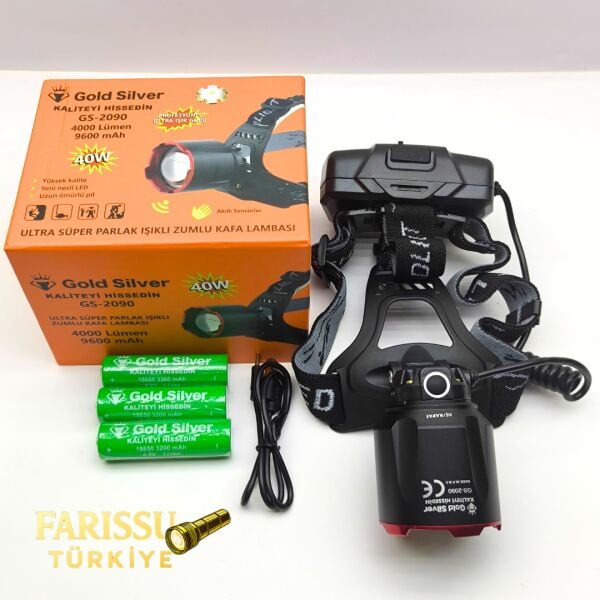 40W 4000 Lümen Profesyonel Kafa Lambası - 3 Pilli (9600 mAh) Dev Bataryalı & Sensörlü