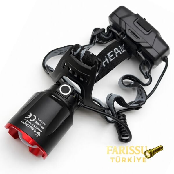 40W 4000 Lümen Profesyonel Kafa Lambası - 3 Pilli (9600 mAh) Dev Bataryalı & Sensörlü