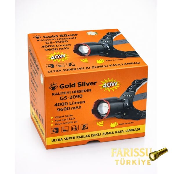 40W 4000 Lümen Profesyonel Kafa Lambası - 3 Pilli (9600 mAh) Dev Bataryalı & Sensörlü