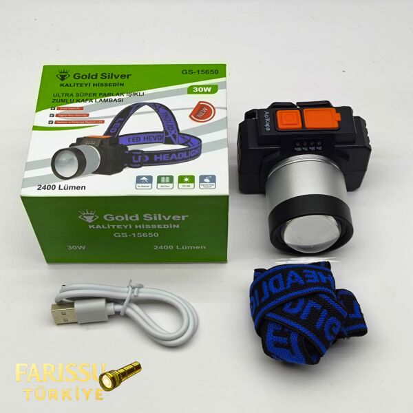 2400 Lümen Güçlü LED Kafa Lambası - 4 Modlu, SOS Özellikli, Yağmur Geçirmez