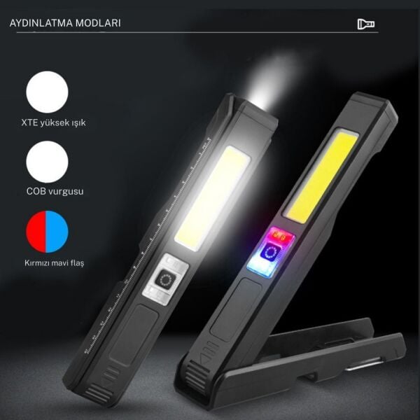 Gold Silver GS-2070 30W Şarjlı Mıknatıslı Katlanabilir LED Çalışma Lambası - Oto Tamir ve Kamp Feneri