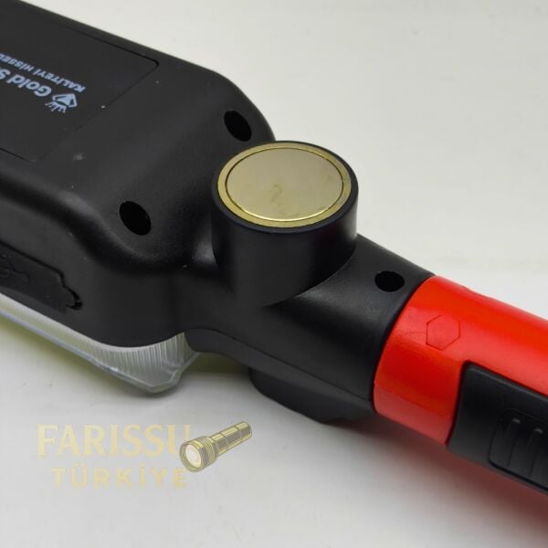 60W COB LED 1200 Lümen Şarjlı Çalışma Lambası - Mıknatıslı, Kancalı, Kıskaçlı + 2 Adet 18650