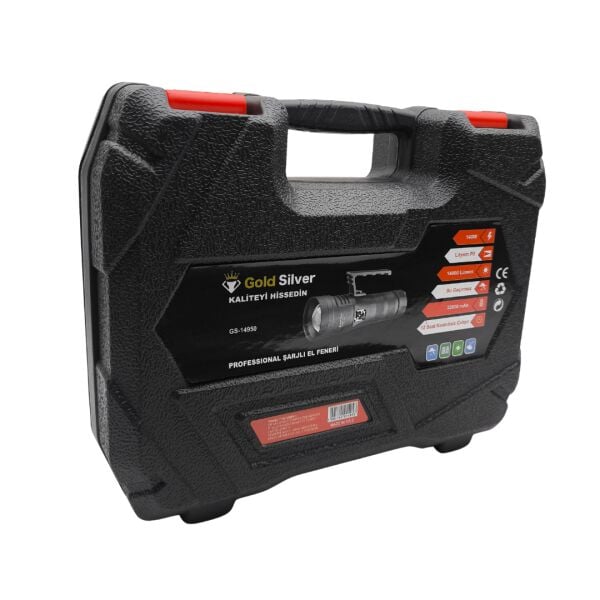 GS-15100  El Feneri - 12.000 Lümen - 32.000 mAh Dev Batarya - 3 KM Menzilli Zoomlu Fener