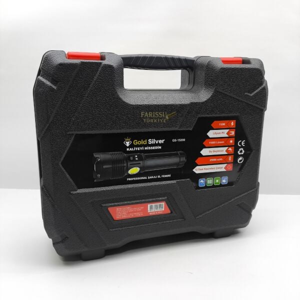 Gold Silver GS-15200 | 110W 11.000 Lümen - 3 KM Menzilli Profesyonel Zoomlu El Feneri
