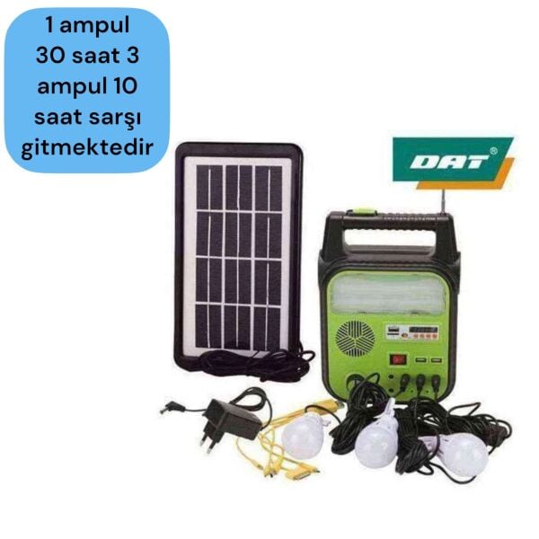 dat-9012b solar panelli radyolu çok foksiyonlu kamp feneri